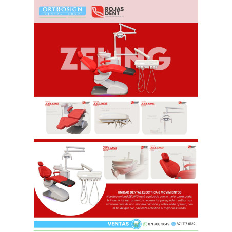 Paquete Unidad Dental Eléctrica Zeling 2023 Rojas Dent + Compresor Dental 1 Hp