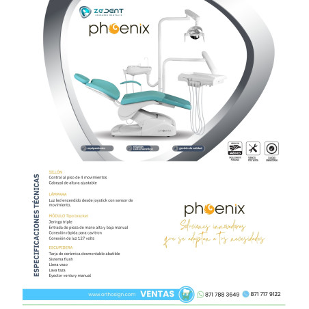 Paquete Unidad Dental Phoenix Zedent + Compresor Dental 1 Hp