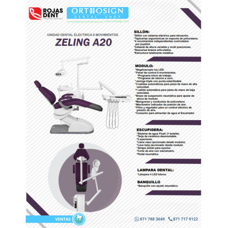 Unidad Dental Eléctrica Zeling A20 Rojas Dent